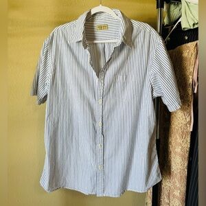 Sonoma Blue and White Casual Button Down Shirt 100%Cotton Size XL